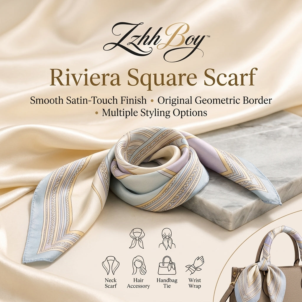 ZzhhBoy™ Riviera Satin Square Scarf – Silky Neck, Hair & Handbag Accessory