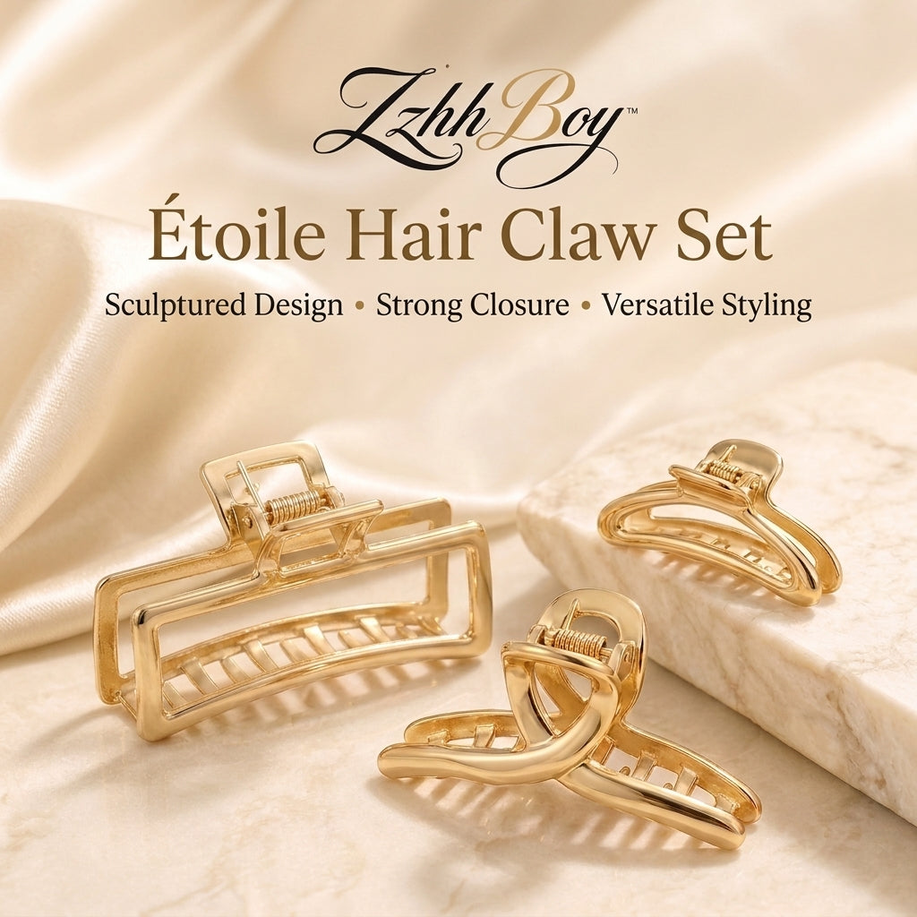 ZzhhBoy™ Étoile Metal Hair Claw Set – 3-Piece Minimalist French Hair Clips