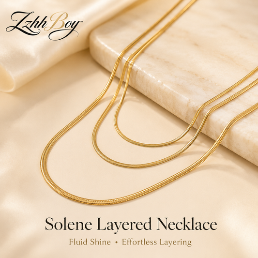 ZzhhBoy™ Solene Layered Snake Chain Necklace – Gold-Tone Choker & Herringbone Set