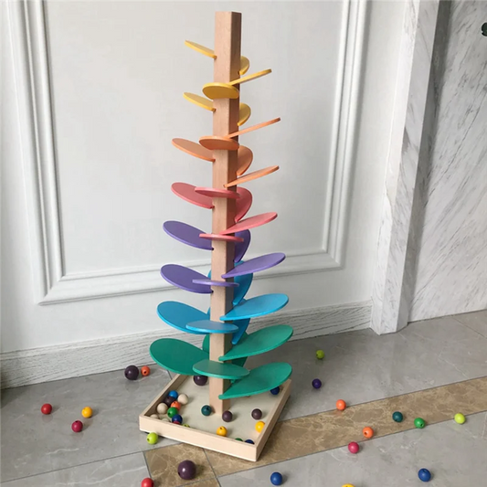 Y67A-Rainbow Musical Tree Toy Demolition Leaves Tower Ball Game Kids Educational Music Tree Toys