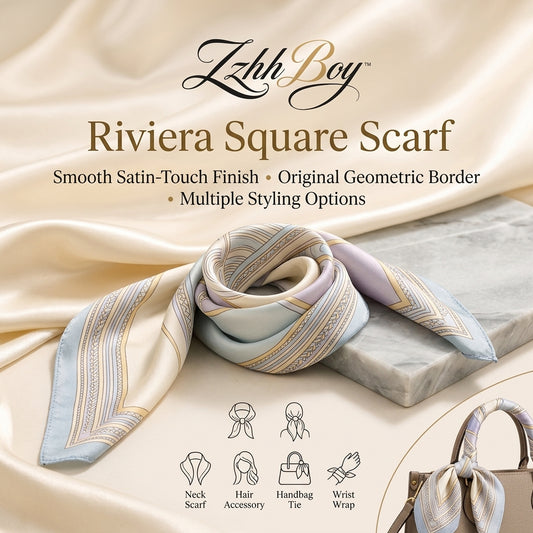 ZzhhBoy™ Riviera Satin Square Scarf – Silky Neck, Hair & Handbag Accessory