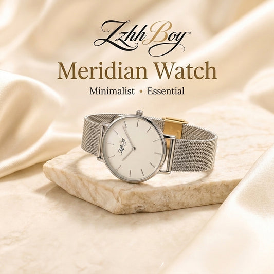ZzhhBoy™ Meridian Minimalist Mesh Watch – Slim Unisex Quartz Wristwatch